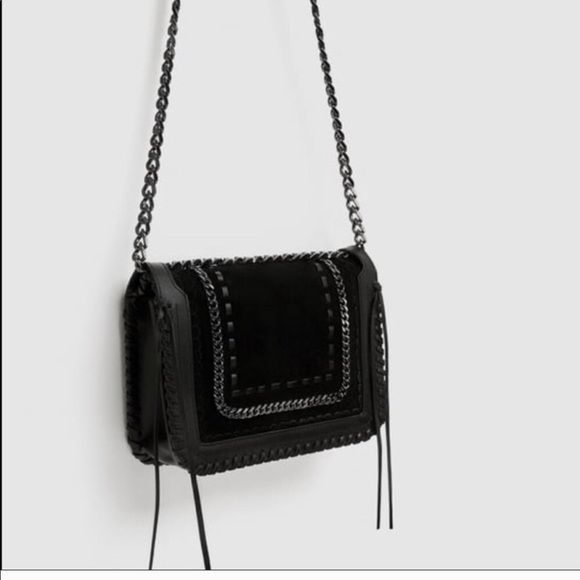 Zara Handbags - Zara Suede chain crossbody bag black